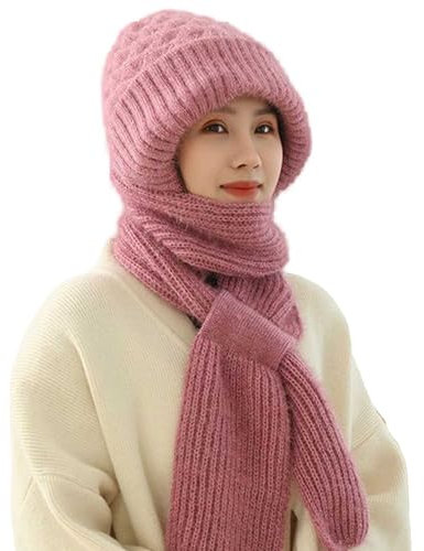 Integrated Ear Protection Windproof Cap, Winter Warm Knitted Hat, Thickening Beanie Hat Scarf