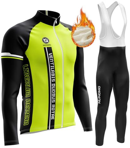 Abbigliamento Completo Ciclismo Uomo Tuta Bici da Corsa Invernale Maglia MTB Manica Lunga + Salopette Imbottiti con Gel 9D MTBGel Caldo e antivento (TYPE-5B,4XL)