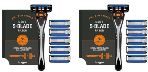by Amazon Male 5 blade men's razor with 5 Count refill, 6 Piece Set (Pack of 2)