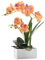 FuleHouzz Künstliche Orchidee im Topf, künstliche Phalaenopsis-Blume mit weißer Keramikvase, Kunstorchideen-Arrangement für Zuhause, Tisch, Büro, Hochzeit, Party, Dekoration (Orange)