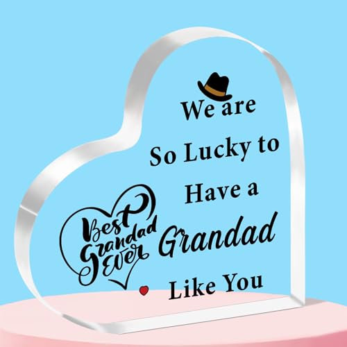 QMVMV Grandad Gifts from Grandchildren Acrylic Plaque Gifts for Grandad Birthday Christmas Thanksgiving Father's Day Gift for Grandad