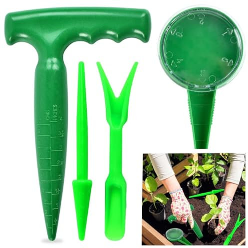 Lohill Pflanzhilfe Garten,Pflanzholz Pflanzhilfe für Blumenzwiebeln,Pikierstab, Seed Dispenser,Pflanzlocher,Pflanzmaschine,Einpflanzhilfe für Gemüse und Blumen,Pflanzhilfe für Garten(4 Stück)