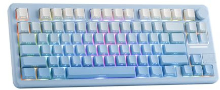EPOMAKER Galaxy70 Aluminium Mechanische Gaming-Tastatur Kabellos, Thocky Hot Swap Gaming-Tastatur 75%, Bluetooth/2.4GHz/USB, Programmierbare Tasten & RGB (Blau Ombre, Petal Linear Switch)