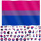 Bisexuelle Pride-Flagge, 90 x 150 cm, Pride-Monats-Zubehör, Bi-Pride-Regenbogen-Flagge, Banner, Dekorationen, Stuff für Paraden, Regenbogen-Festival, Party, mit 60 Stikern