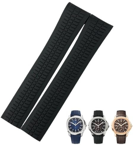 KDEGK Kautschukband, Metallstift, 21 mm, Uhrenarmband, passend für PATEK 5167A 5167R AQUANAUT Philippe PP, braune wasserdichte Armbänder(Black strap)