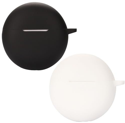 Acadeny Silicone Cover Compatibile per oppo Enco Air3i,[Supporta la ricarica wireless] [Custodia protettiva antiurto]2x black white