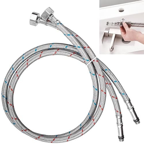 TOOINKCV 2 Piezas Latiguillos de Fontanería, Manguera de Conexión Flexible Mangueras de Grifo G1/2 x M10, Latiguillos de Grifería Mangueras Trenzadas de Acero Inoxidable para Fontaneria Baños Cocinas