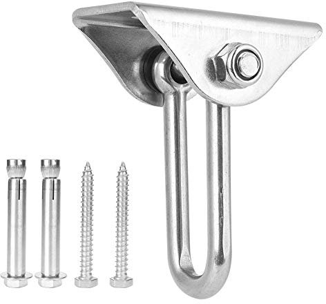 lvifloae Heavy Duty Ceiling Hooks Swing Brackets Stainless Steel Swing Hooks D Type Suspension Swing Hanger Hook Fixed Plate Accessory for Hammock Chair Pod Yoga Swing 360°Rotate
