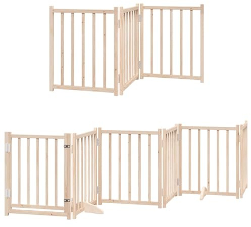 vidaXL Dog Gate with Door Foldable 9 Panels 450 cm Poplar Wood