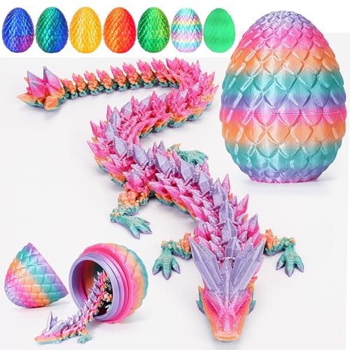 Drachenei mit Drache , MysteriöSes Artikuliertes Kristall Drachen Ei , 3D Drachen Zappelspielzeug , 3D Drache im Ei ,13cm Drachenei , 28cm Dragons für Kinder, Teenager (Bonbonfarben)