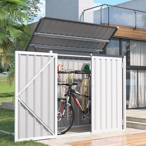 UNIONLINE Garden Storage Box| Metal Outdoor Shed with Double Door| Metal Tool Shed