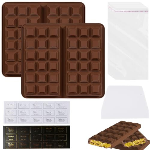 BDHYYM 2 Pezzi Stampo per Cioccolato in Silicone,Stampi per Cioccolatini in Silicone,Stampi Cioccolatini,Stampo per Cioccolato Dubai,Stampo Tavoletta Cioccolato,per Cioccolati,Cialde,Caramelle