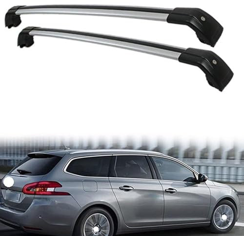 YRCTHEK für Peugeot 308 SW 2007-2019 Aluminium Dachträger Relingträger,Dachgepäckträger Alu Relingträger 2 Stück,A