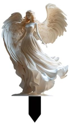 Fenteer Angel Wing Garden Stake Fairy Garden Accessoires Dekorative Ornament Engelszeichen 2D Engel Ornament für Innen im Hinterhof Terrasse