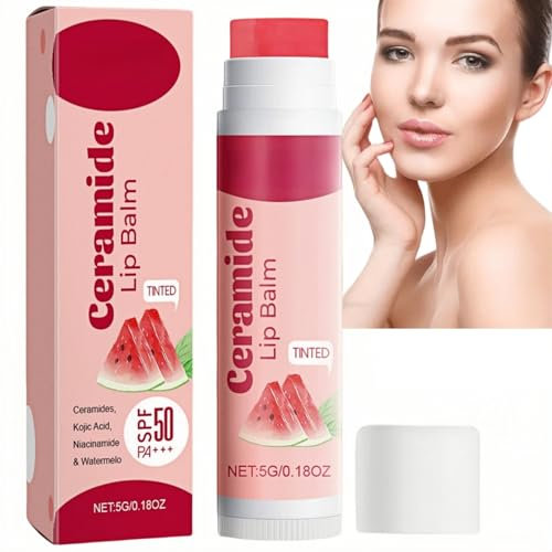 Nicotinamide Tinted Lip Balm with SPF 50PA+++,Lip Balm,Watermelon Tinted Li-p Ba-lm,Kojic Acid Tin-ted Li-p Ba-lm,Hydrating Lipstick,Nourishing L-ip Bal-m,Moisturizing Tint-ed L-ip Balm