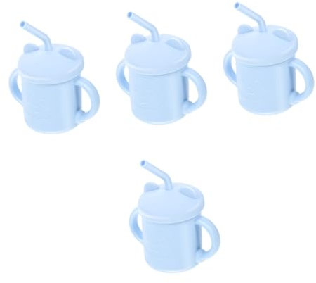 Toyvian 4 Piezas Aprendiendo a Beber Taza Botella De Agua Pequeño Botellas Tapas Biberones Tazas De Bocadillos Para Pequeños Taza De Bebe Blue Gel De Sílice