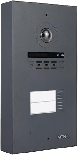MATHFEL Zusatz Aufputzbox für 2 Draht Bus IP Video Türsprechanlage Gegensprechanlage Fischaugenkamera 170 Grad, Außenstation in Anthrazit