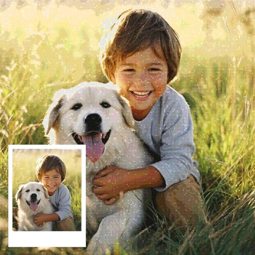 Rainsar Diamond Painting Eigenes Foto,Personalisiert Diamant Painting,Diamond Painting Bilder Kunst, Benutzerdefinierte Geschenke Full Diamant Bilder Home Decor,Runder Drill,30x30cm