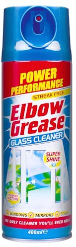 Elbow Grease Glass Cleaner Aerosol - Super Shine, Foaming Action | Cleans Windows, Mirrors, Glass - Streak Free (400ml)
