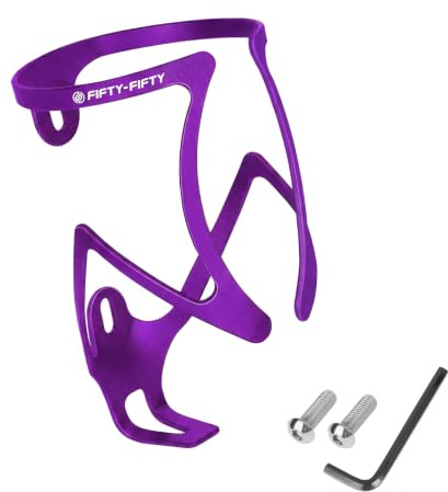 FIFTY-FIFTY Bike Water Bottle Holder, Aluminum Alloy Bicycle Bottle Cage | Scratch-Resistant, Secure and Sturdy, Lightweight Cup Holder, Universal Bicycle Drink Cage for MTB, Road Bike (Purple)