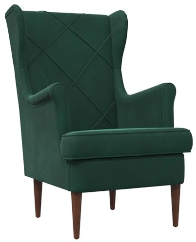 vidaXL Sessel Dunkelgrün Samt, Moderner Sessel, aus Velours, bequemer Sitz für Schlafzimmer, robust, Metallgestell, praktische Möbel für drinnen