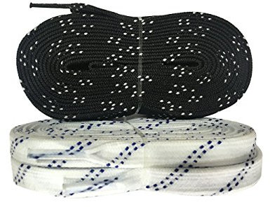 Coepoch Schnürsenkel, lang, gewachst, für Skaten, Eishockey, Eislaufen, Curling, schwarz / weiß