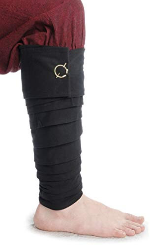 HEMAD Mittelalter Wadenwickel Set mit Fibeln Feste Baumwolle Modell: Balder, schwarz