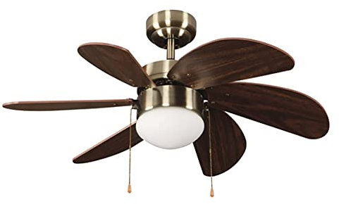 ELS Ventilador Techo Modelo Tabit Niquel - Madera Motor AC 6 Palas 1xE27