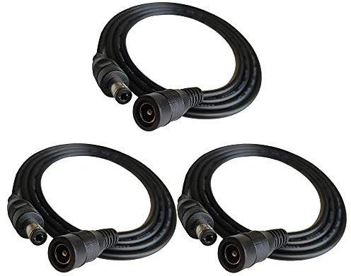 DZYDZR 3 Pack 1m DC Power Extension Cable 2.1mm x 5.5mm DC Plug Extension Cord Copper Wire Male to Female Black For CCTV Cameras