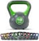 Kettlebell Kunststoff 2-20 kg inkl. Workout I Kugelhantel in versch. Farben und Gewichten I Bodenschonende Schwunghantel (16 kg - Hellgrün)
