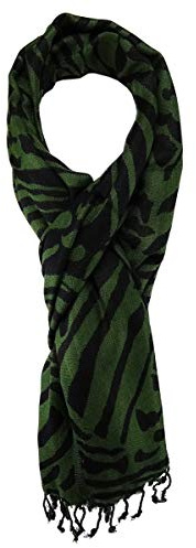 TigerTie - Designer Schal in dunkelgrün schwarz Tiermuster