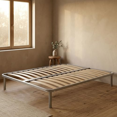 Talamo Italia - Doppelbettgestell Margaret, orthopädischer Lattenrost, 100 % Made in Italy, 160 x 190 x 31 cm