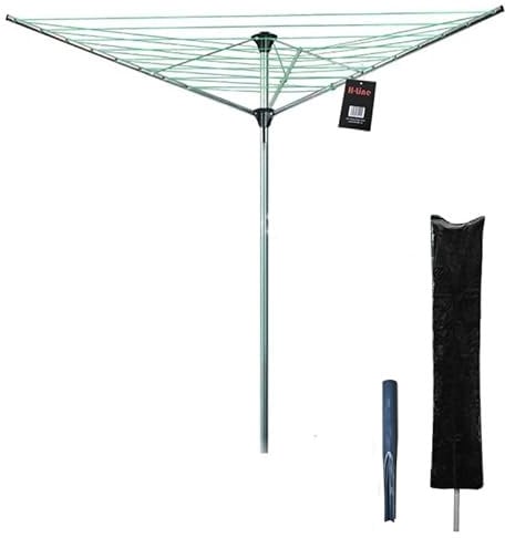 H-LINE 3 Arm 30M Rotary Airer Outdoor Garden Laundry Clothes Washing Line Dryer Folding