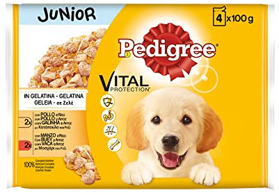 Pedigree Nassfutter für kleine Hunde, Huhn und Ochse mit gelatinem Reis, Multipack (13 Packungen x 4 Beutel x 100 g)