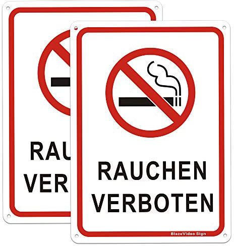 2tlg. Rauchen Verboten Schild - Nicht Rauchen Aluminium Schild (180 * 250mm)