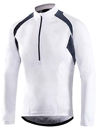 Dooy Herren Radtrikot Langarm Radsport Laufshirts 3+1 Taschen Atmungsaktiv Schnelltrocknend MTB Shirt S weiß