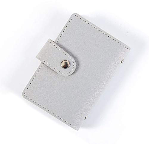 Porte-cartes multi-compartiments en cuir synthétique pour 24 cartes de crédit Gris