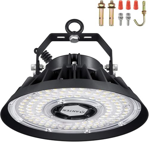 Anten 2er LED Hallenstrahler 200W 34000LM in Kaltweiß(5000K), LED Hallenbeleuchtung mit Höhen Effizienz 170LM/W Schutzart IP65 inkl.U-förmige Montagehalterung