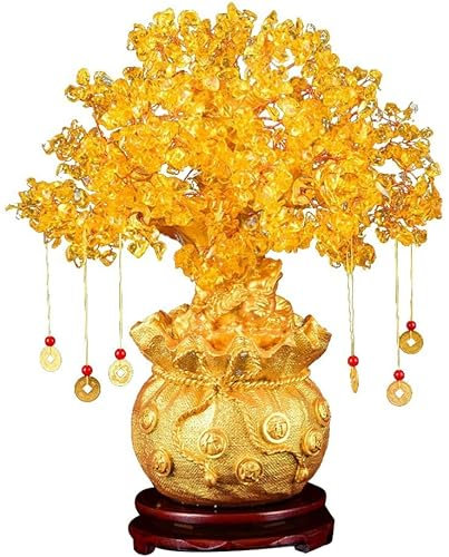 Feng Shui Deko: Geldbaum Feng Shui Geld Baum Feng Shui Bonsai für Glück Geld Glück Ausgleich Citrin Edelstein Baum für DIY Home Office