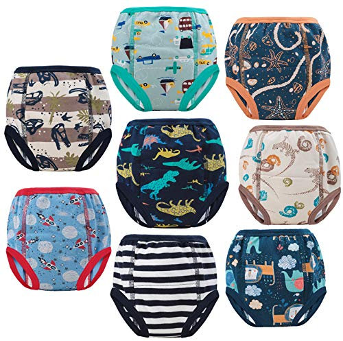 FLYISH DIRECT Pantalones de Entrenamiento para bebés, Bragas de Aprendizaje Reutilizables, pañales de algodón Puro, Ropa Interior para bebés, 8 Piezas, 2T