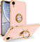 iPhone XR Silicone Phone Case for Women Girls Ring Holder 360° Kickstand Slim Luxury Bling Plating Soft TPU Shockproof iPhone XR Phone Case - Rose Gold