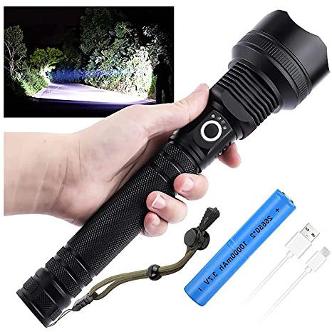 Linterna Táctica LED Recargable High Lumens 90000 Lumens Linternas Superbrillantes, Potente Linterna De Emergencia, Ampliable, 3 Modos, Linterna Impermeable Para Acampar, Senderismo, Caza