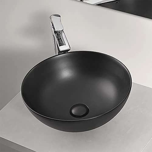 Lavabo da appoggio Ovale 41 cm, Design Moderno in Ceramica con Superficie Antibatterica (Nero Opaco)
