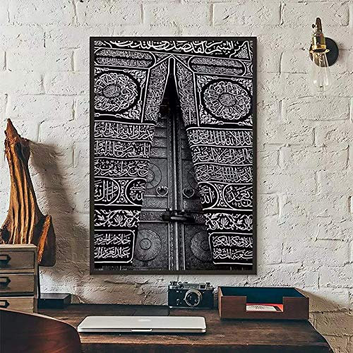 TSHAOSHUNHT Mekka Kaaba Tür Leinwand Druckgrafik Dekorative Malerei Wand Künstler Dekoration Wohnzimmer Schlafzimmer Rahmen Wandbild 70x100cmx1 Innenrahmen