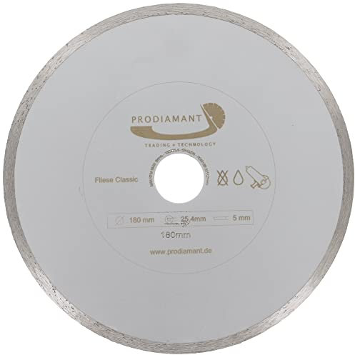 PRODIAMANT Diamant-Trennscheibe 180 mm Fliesen 25,4 mm Hohe Stabilität für Keramik und Naturstein