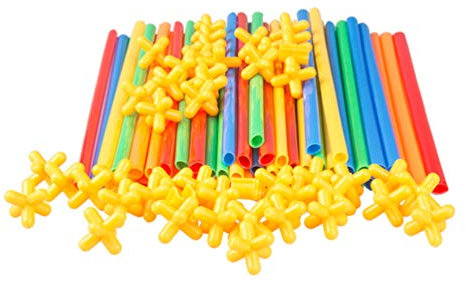 Alipis 200Pcs Straw Constructor Building Toys, Colorful Interlocking Enginnering Toys Building Blocks Toy, Straws and Connectors Building Sets