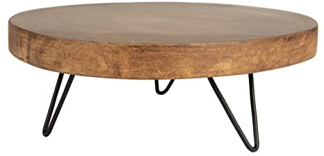 Creative Co-Op Decorative Paulownia Wood Pedestal, Dark Brown