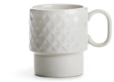 Sagaform Coffee & More Kaffeebecher 2-teilig aus Steinzeug in der Farbe Weiß 25cl, Maße: 12cm x 8cm x 9cm, 5018369