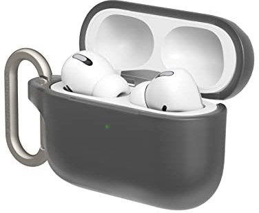 RHINOSHIELD AirPods Case mit Karabiner kompatibel mit Apple [AirPods Pro] | Fallschutz in Militärqualität, Kratzfest, kabelloses Aufladen - [Klassik Schwarz, Standard Set]
