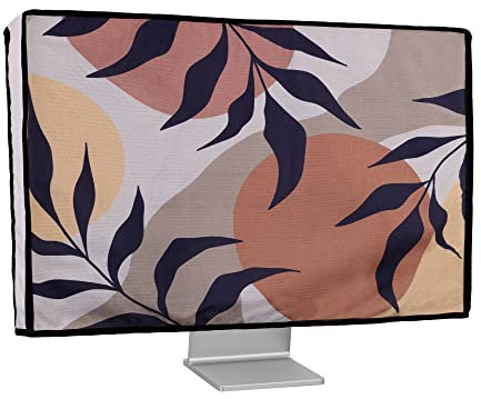 kwmobile Housse écran Ordinateur Compatible avec 27-28 Moniteur Housse écran Ordinateur - Protection d'écran PC Moniteur en Lin - Noir-Marron-Blanc
